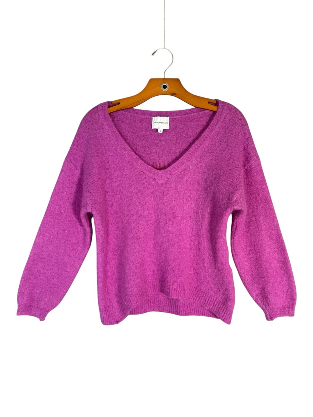 American Dreams Pink Mohair Merino Wool Blend "Love" Sweater S